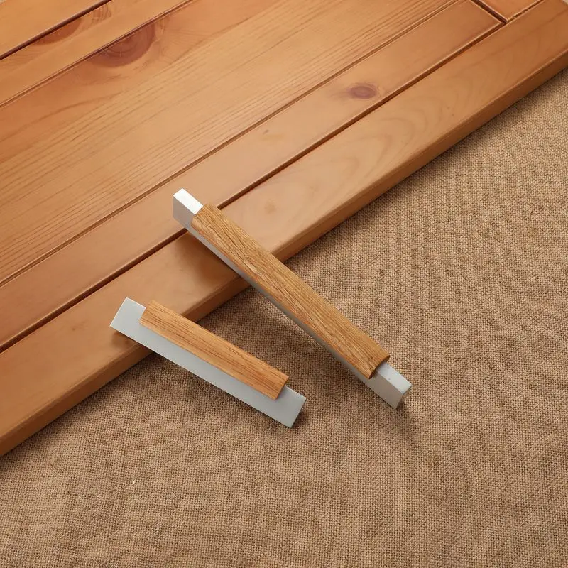 

Nordic Modern Solid Wood Handle European Minimalist Cupboard Door Drawer Black Beech Door Handle Hardware Knob Furniture Handles