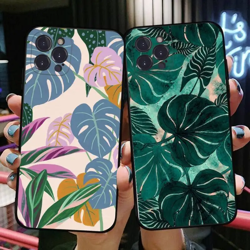 

Palm Tree Leaves Phone Case For iPhone 6 7 8 Plus 11 12 13 14 Pro SE 2020 MAX Mini X XS XR Back Funda Cover