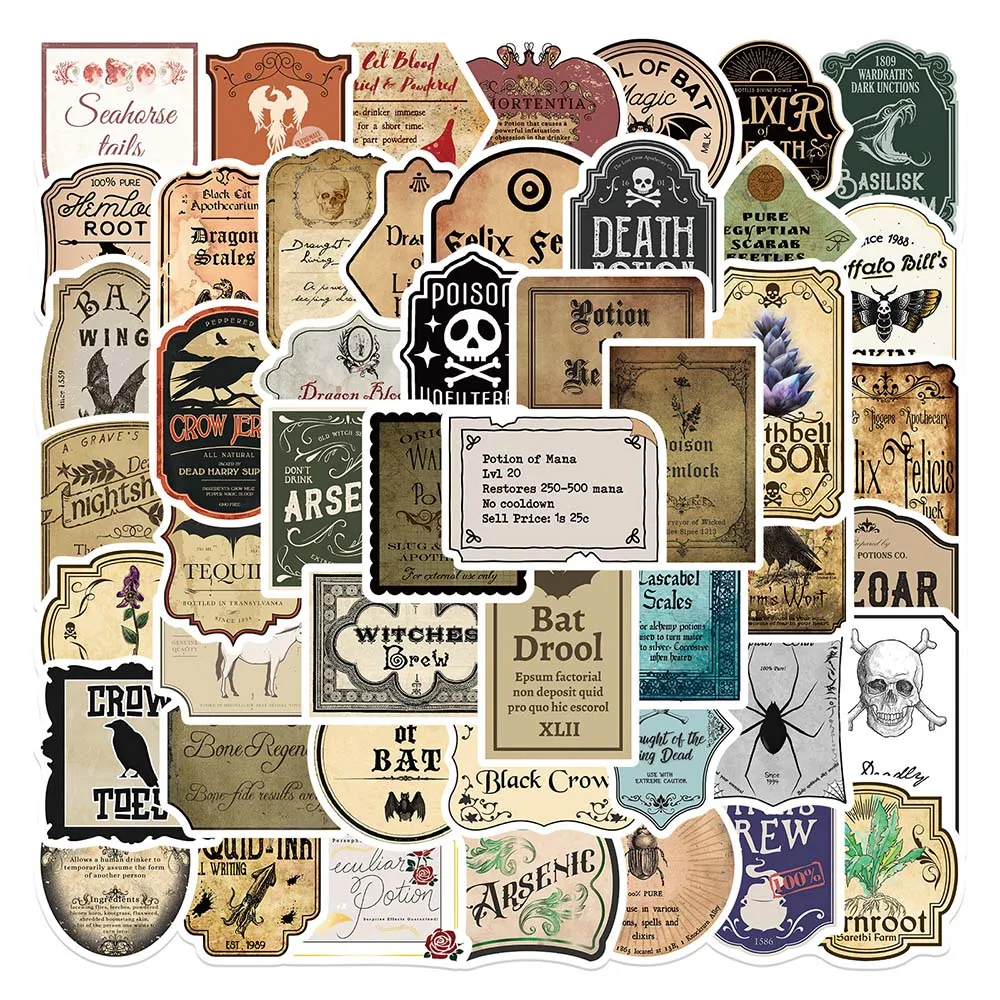 

10/50 шт., водостойкие наклейки «волшебное зелье»