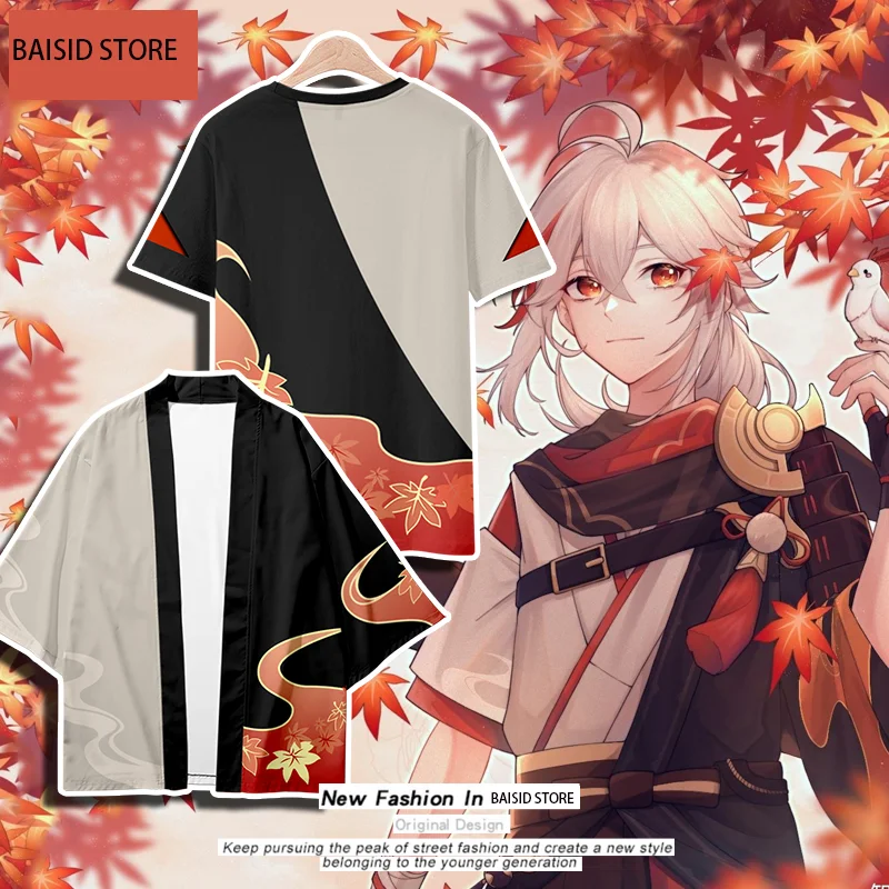 

2022 3D genshin Impact Tops printed Logo cosplay clothes Boy girls kids Casual t-shirts beach kimono cardigan shirt Men's Short