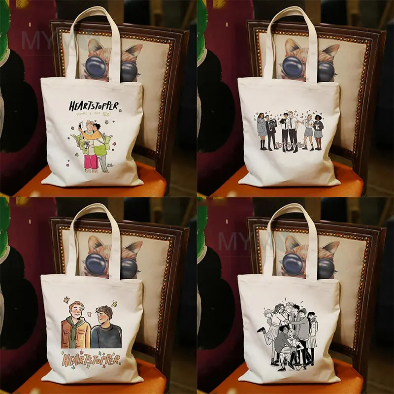 

Heartstopper Hi Shoulder Bag Anime Shopping Bag Eco Canvas Charlie Romance Shopper Storage Handbags School Reusable Tote Bag