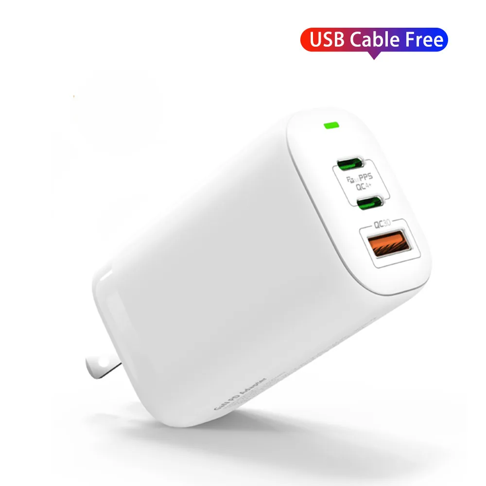 

ILEPO 3 Ports 65W GaN USB C Charger For iPhone iPad Xiaomi Laptop Outdoor Travel Fast Charger PD 3.0 QC 3.0 4.0 Quick Charger