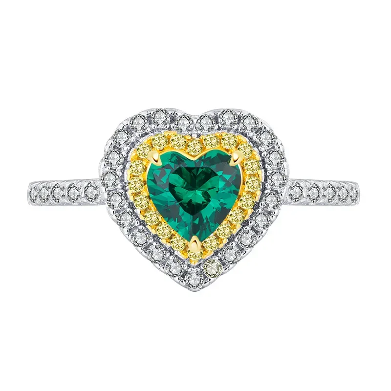 

Модное кольцо из серебра S925 пробы с цветным драгоценным сердцем, с бриллиантами, темпераментное кольцо с бриллиантами, 6*6, ювелирные изделия, обручальное кольцо