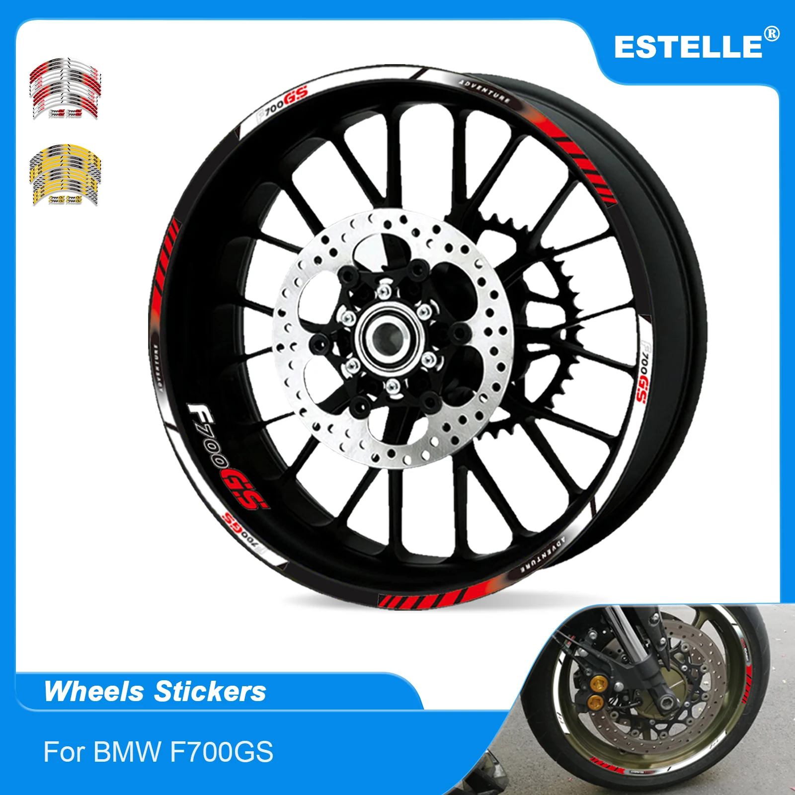 

For BMW F700GS All Years Motorcycle Decorative Wheel Hub streak decoration Styling Tire waterproof Reflective Decal Stickers