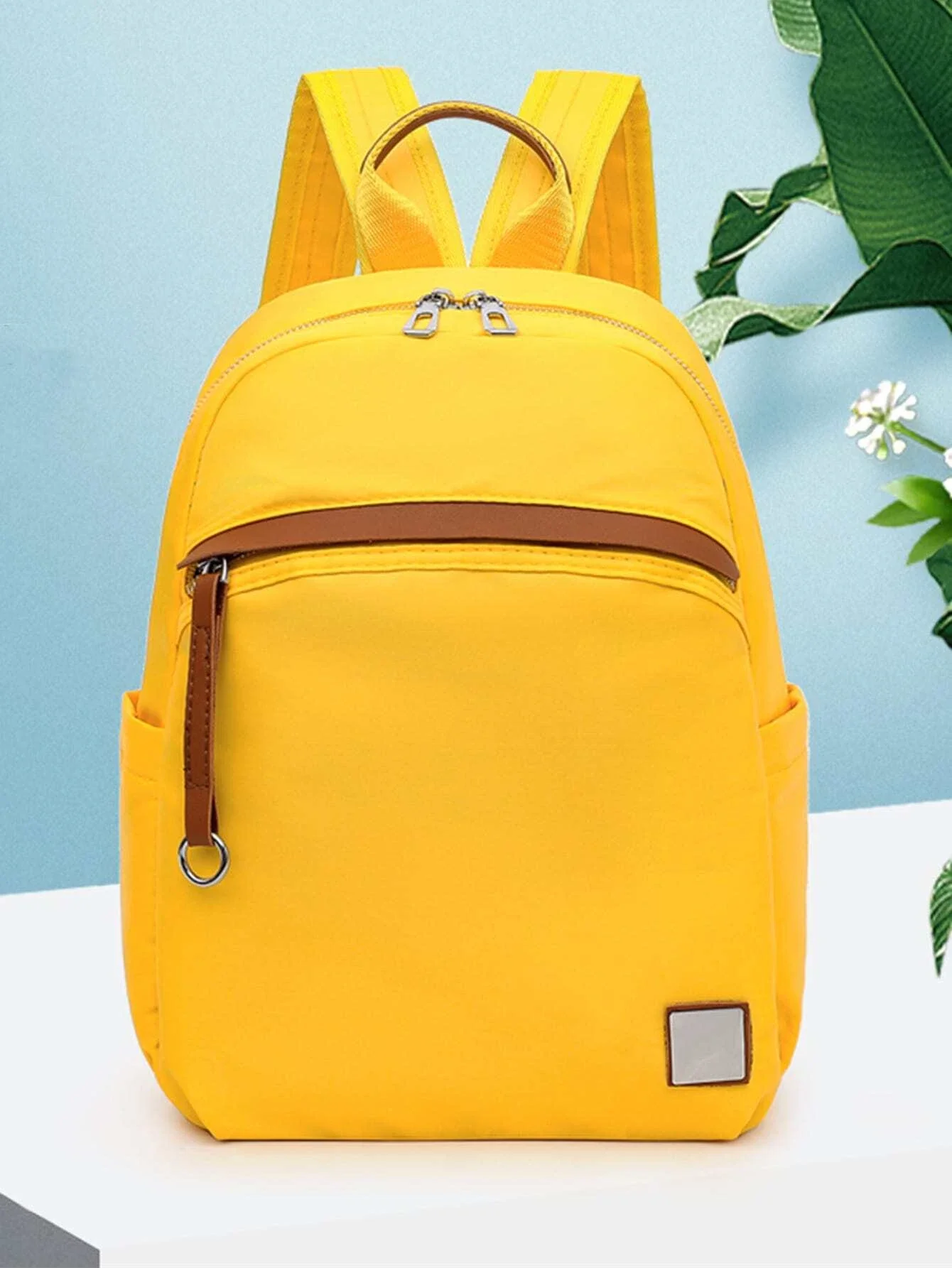 

Patch Decor Colorblock Functional Backpack
