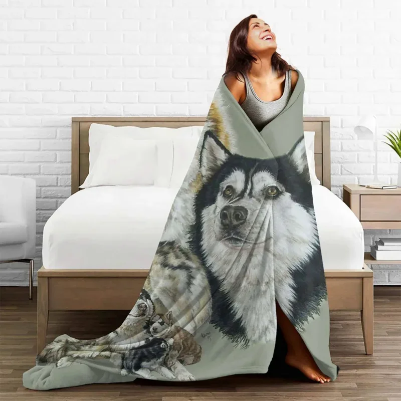 

Husky Cool Blankets Velvet Winter Cute Dog Multifunction Super Soft Throw Blanket For Sofa Couch Quilt