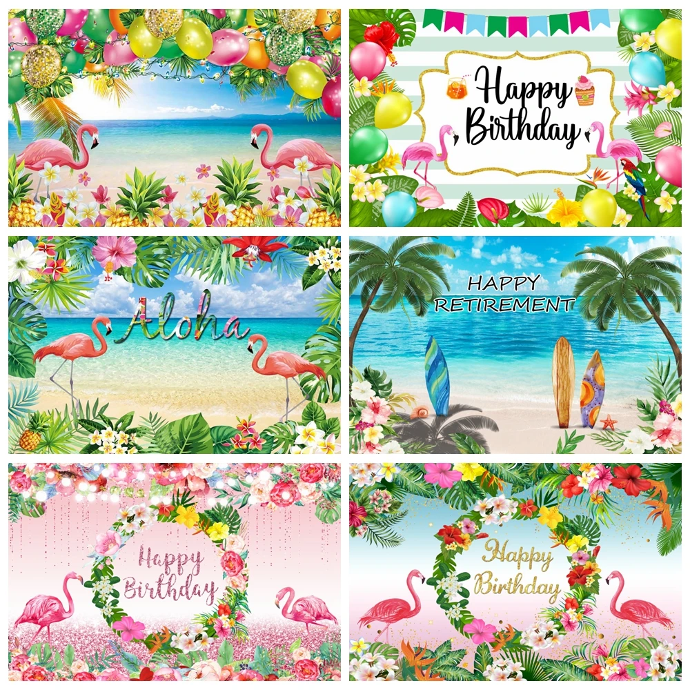 Фон для фотостудии с изображением фламинго дня рождения новорожденных девочек