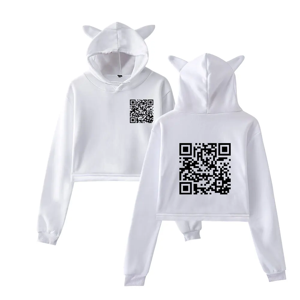 Забавный цифровой QR-код с капюшоном Wanna Date Me QR Code каваи толстовка кошачьими ушками