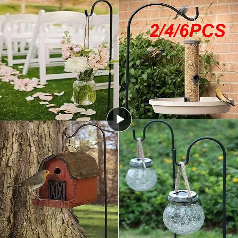 

2/4/6PCS Shepherd Hook Garden Wrought Iron Stake Outdoor Plant Flower Basket Hanger Basket Hook Garden Decoration