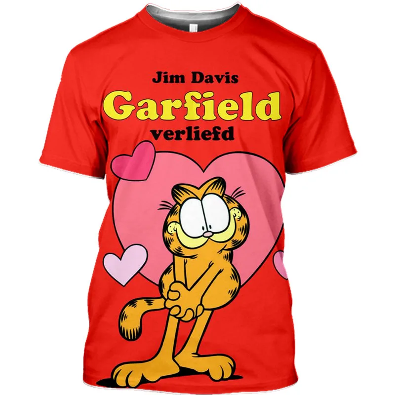 New Animal Summer Harajuku Garfield- cat 3D Prints T-shirts For Boys And Girls Children's Clothing Casual For Summer Kids Cute