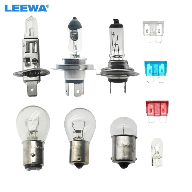 

LEEWA 12V Super Bright Car 10pcs/Set Emergency Kit Halogen Bulb H1/H4/H7/1156/1157/R5W/W5W/ATC Multi-model Lamp Combination Set