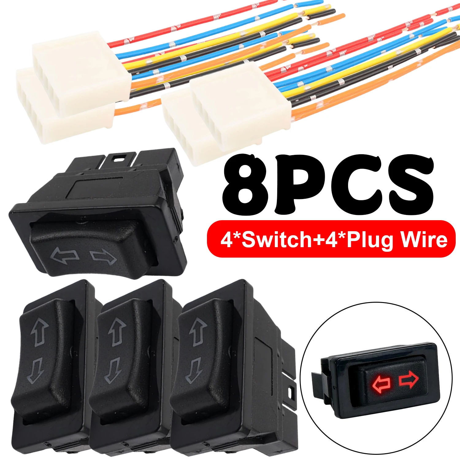 

Универсальный переключатель стеклоподъемника для автомобиля, 5 контактов, 12В 20А, кнопка управления стеклоподъемником, синий/красный светодиод, электрический регулятор, детали интерьера