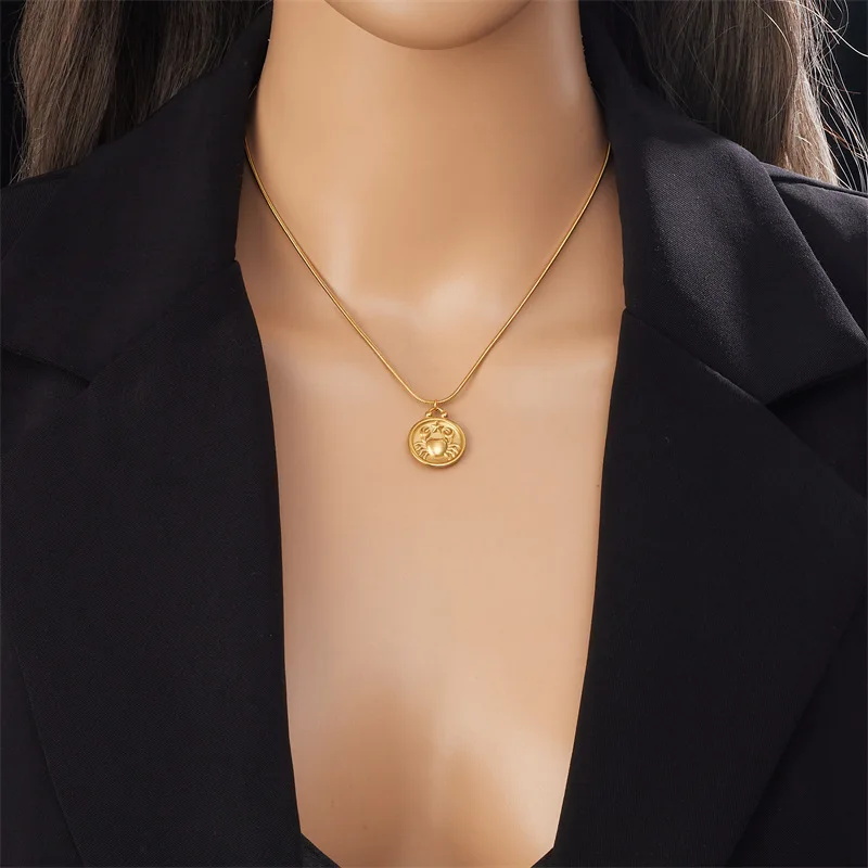 Ожерелье из нержавеющей стали со знаком зодиака 12 ожерелье созвездия золотой