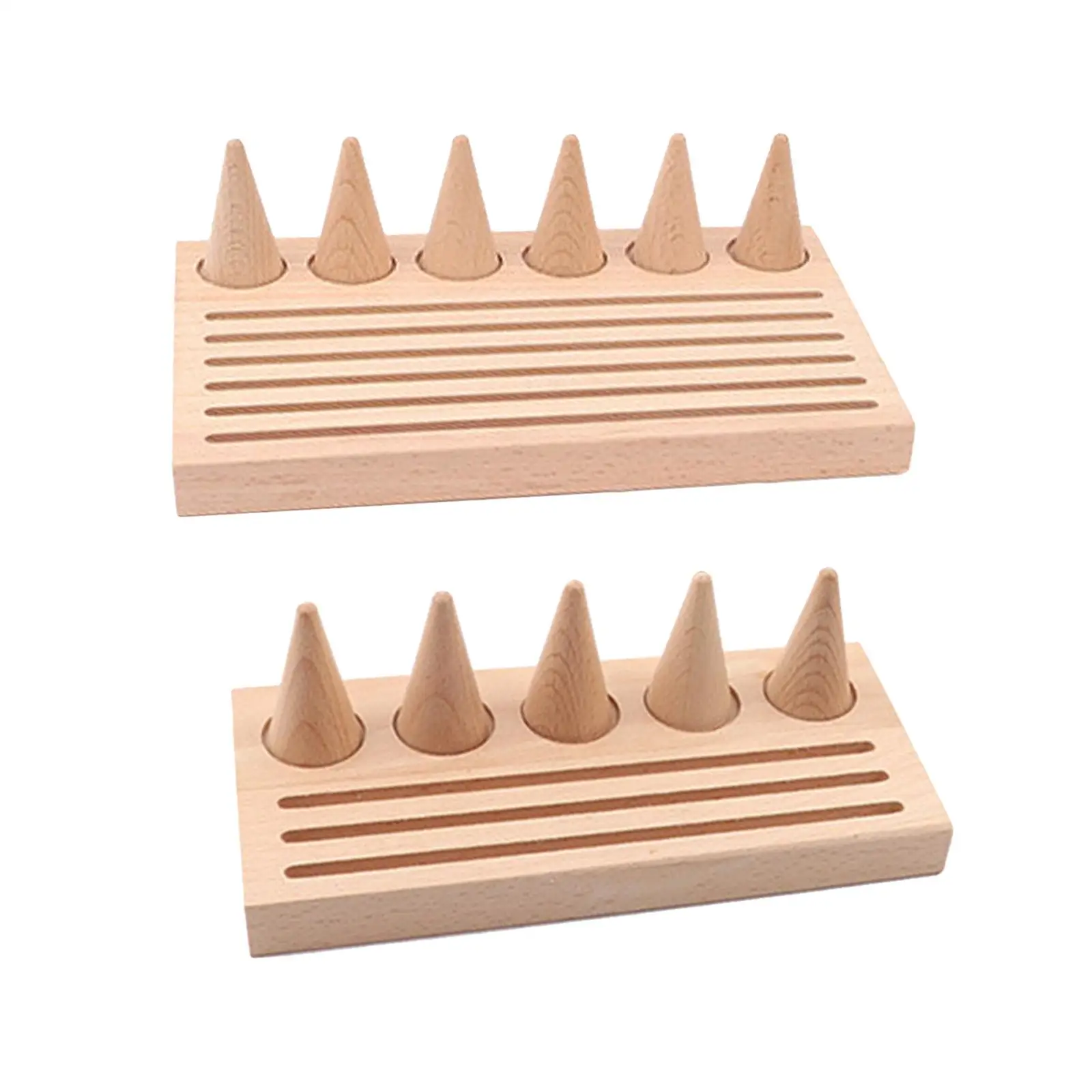 

with Slots Jewelry Display Stand Gift Wooden Cone Rings Storage Tray for Bracelet Holder Craft Displays Dresser Shop Window Home