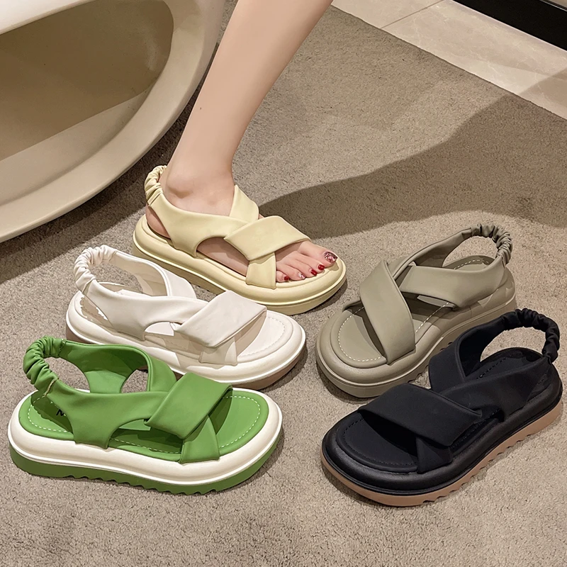 

Womens Sandals For Ladies Female Platform Shoes Casual Outside Round Toe 2022 Flats Free Shipping Korean Style Ladies Flats