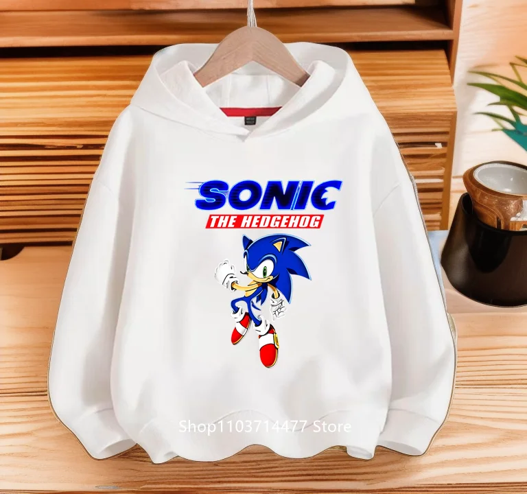 2022 New Spring Autumn Sonics Hoodies Kids Cartoon Boys Girls Long Sleeve Sweatshirt Children Casual Hood Tops 100cm-160cm Heigh