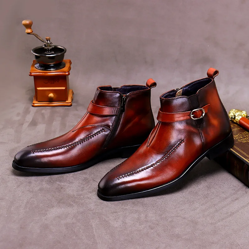 Мужские ботинки из натуральной кожи деловая замшевая обувь в британском стиле