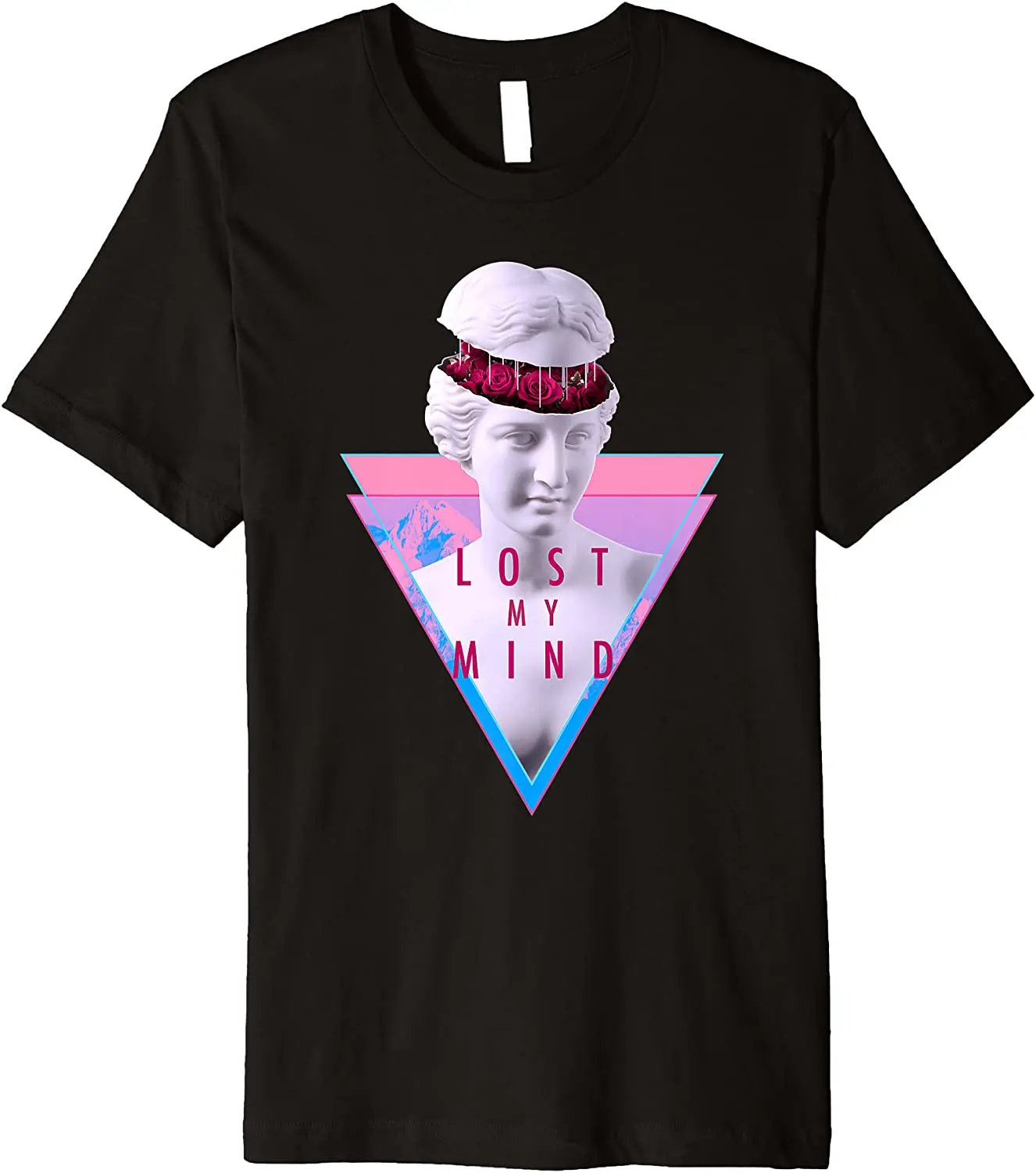 

Lost My Mind Quote – Vaporwave Greek Venus Statue & Rose Art T-Shirt. Premium Cotton Short Sleeve O-Neck Mens T Shirt New S-3XL