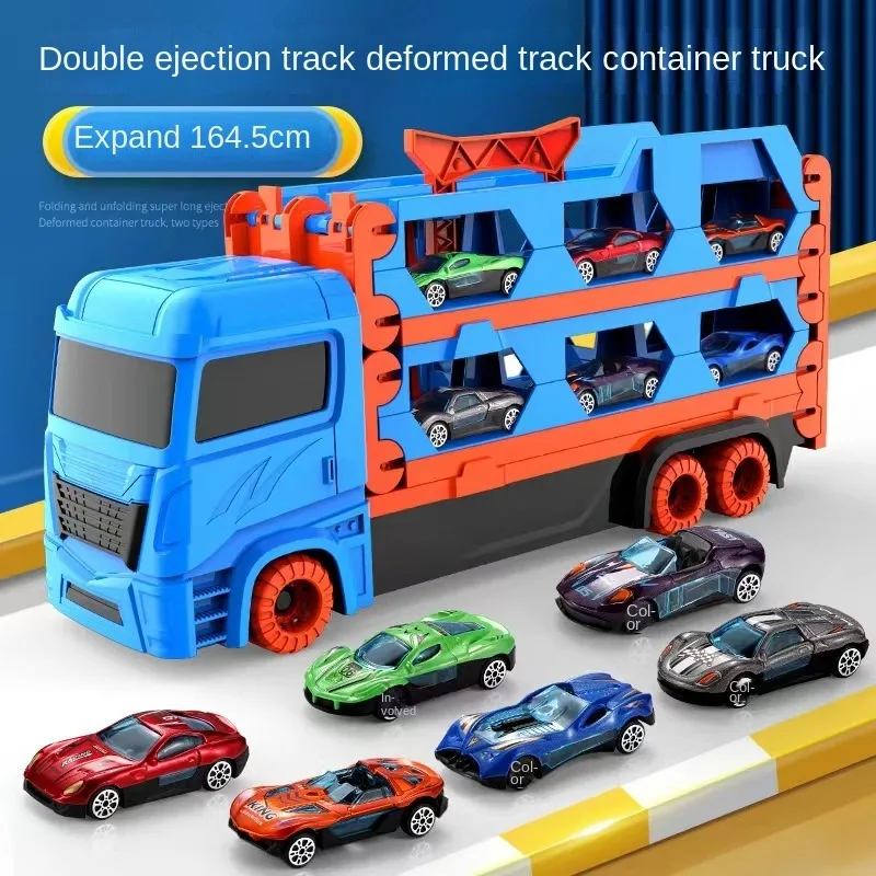 

Children's Oversized Deformed Track Container Truck Catapult Alloy Car Racing Parking Lot Toys Car And Train Track Sets Autorama