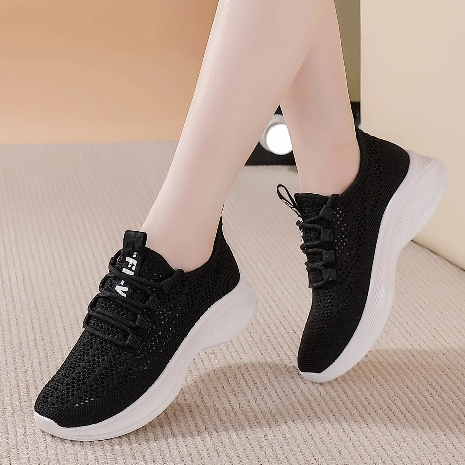 Женские сетчатые кроссовки дышащая рабочая обувь спортивная на толстой подошве