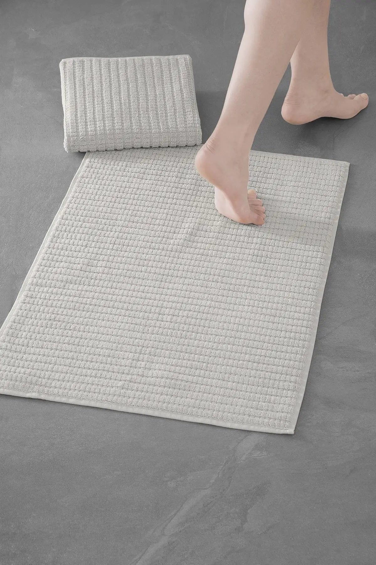 

Коврик для ванной Penta 202-новый тренд, 50x75 см. 2AD. Набор высококачественных полотенец для ног/ковриков для ванной, 2 хлопковых серых коврика, Текстиль для дома и