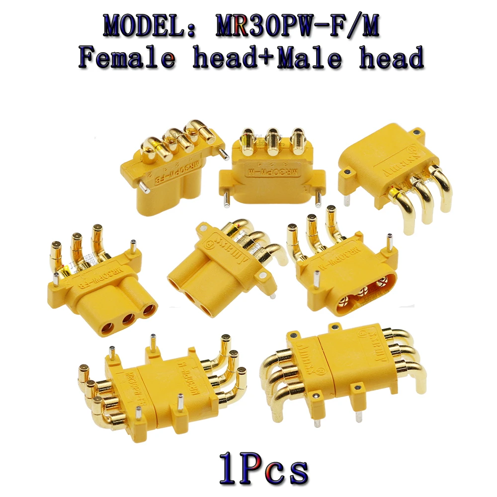 1PCS/LOT Amass MR30PW-F/M T model airplane Plug Battery Connector Set Male Female Gold Plated Banana for RC Parts - купить по
