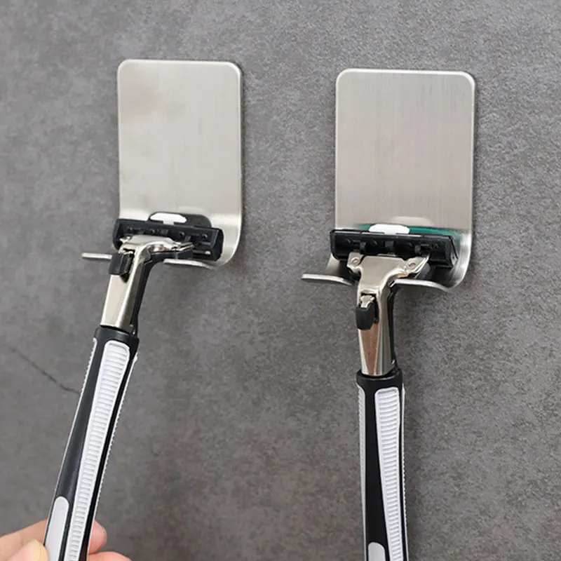 

1 Pc Razor Stainless Steel Bracket For Men's Razor Holder Bathroom Razor Holder Wall Adhesive Storage Hook Kitchen Rack