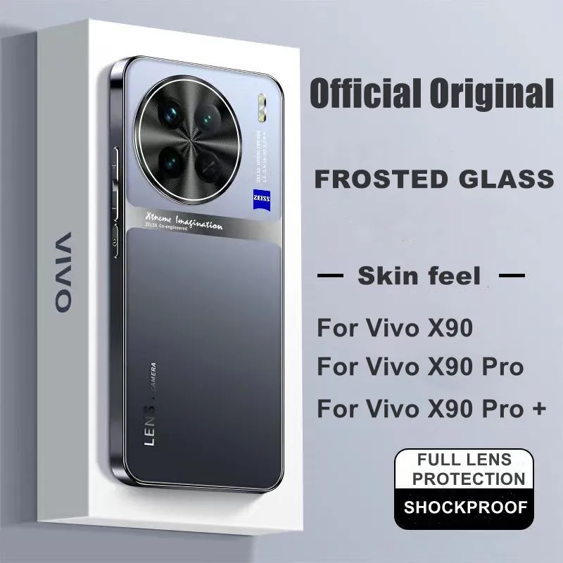 

Luxury Frosted Glass 360 Protective Cover For Vivo X90 Pro Plus X90 Pro + X90 Matte Hard Bumper Full Lens Proection Phone Cases