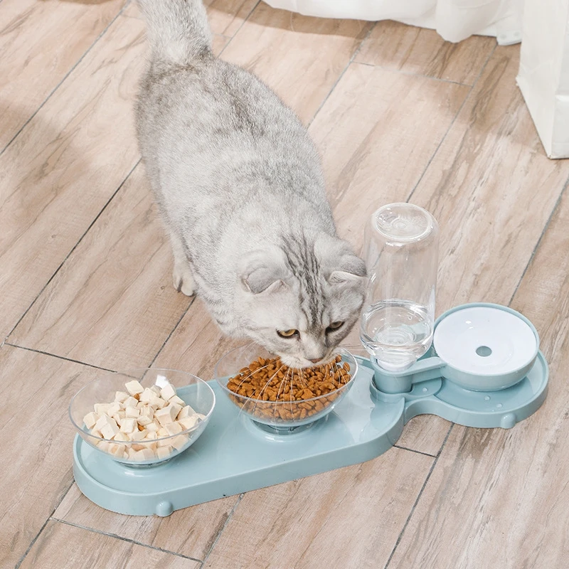 

Pet Dog Automatic Water Drinking Feeding Bowls Cats Double Bowls Feeder Food Bowl Protect Cervical Spine Anti-overturning Feeder