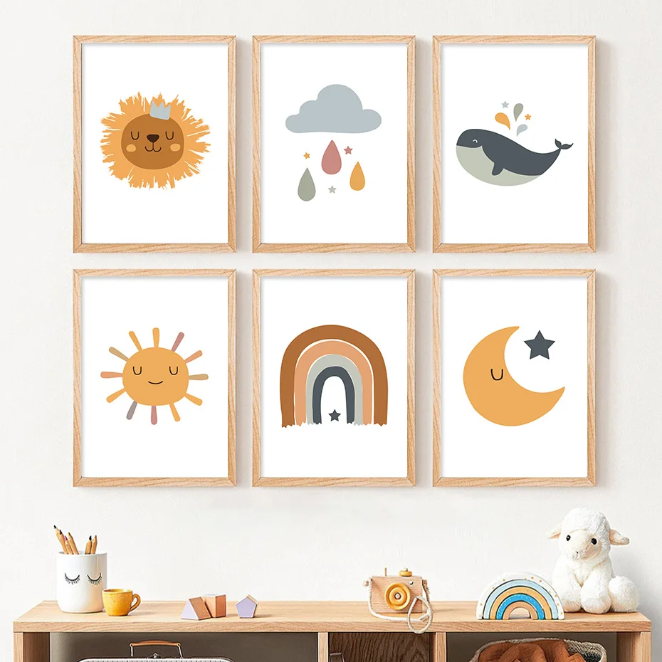 

Современный постер радужного солнца для детской комнаты, Картина на холсте, принты, Настенная картина, подарки для маленьких девочек, домашний декор для детской комнаты