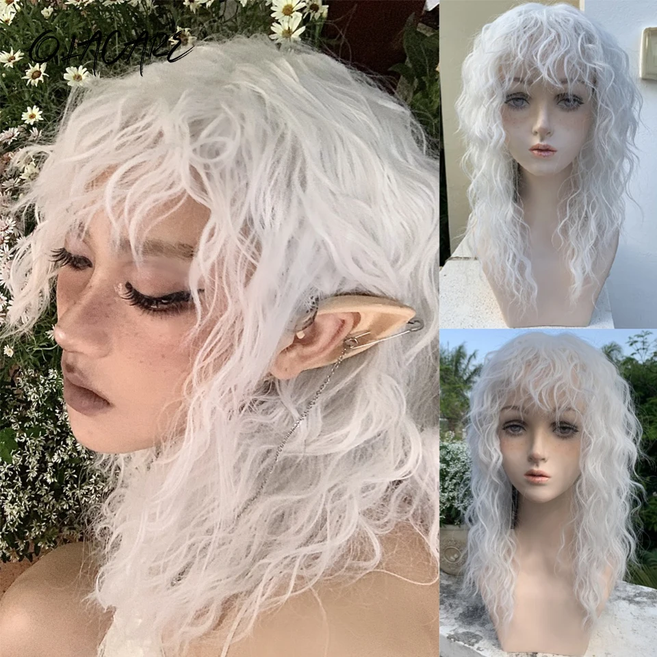 OLACARE белые длинные вьющиеся волнистые синтетические парики для женщин красочные