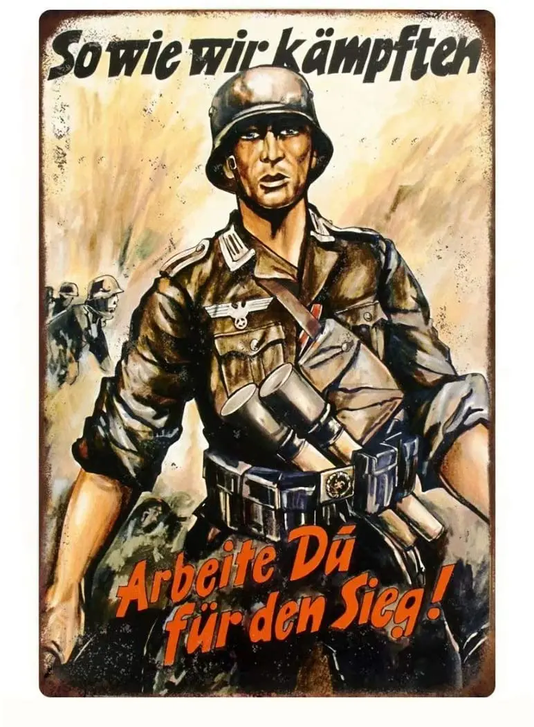 

Немецкий винтажный металлический знак WW2, винтажный металлический жестяной знак, военный знак