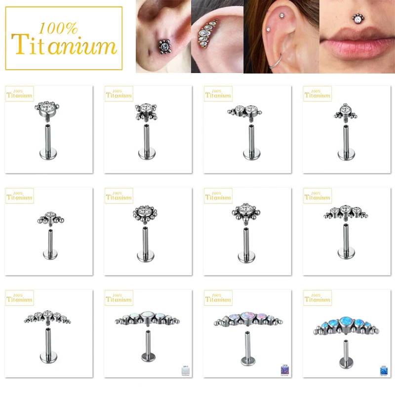 

1Pc ASTM F136 Titanium Piercing Ear Studs Zircon Cartilage Helix Tragus Lobe Conch Percing Labret Nail Earring Sexy Body Jewelry
