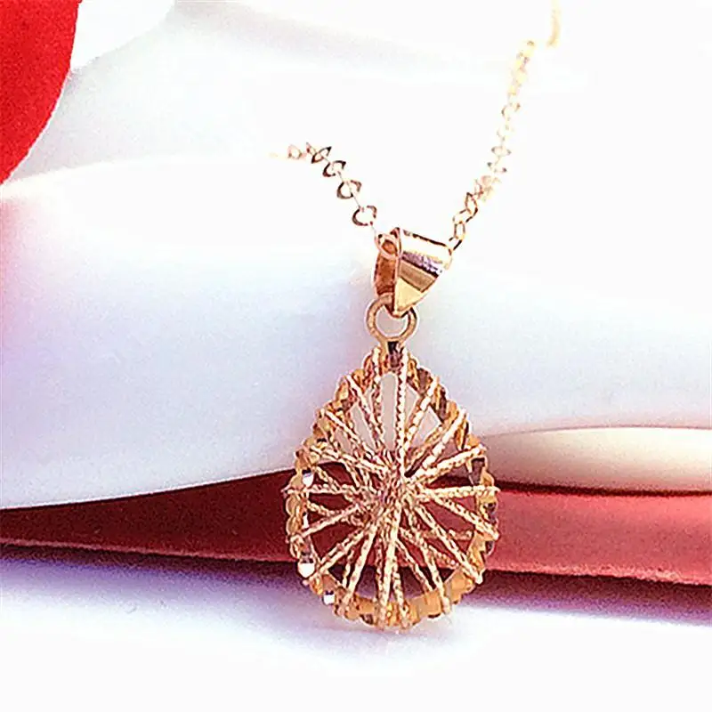 

Russia hollowed out wire drop necklace plated 18K rose gold classic fashion 585 purple gold pendant for women Exquisite design