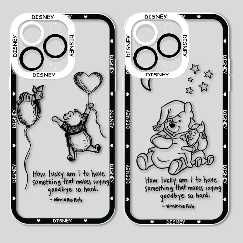 

Winnie Pooh Disney Bear Transparent Phone Case For iPhone 14 13 12 11 Mini XS XR X Pro MAX 8 7 6 Plus SE Angel Eyes