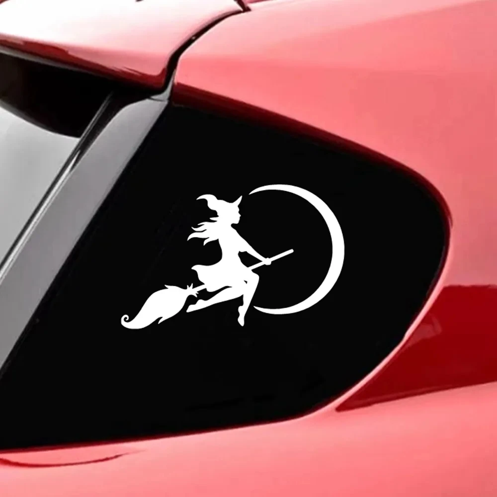 

Witch Car Sticker Flying To The Moon Vinyl Decals For Auto Window Decor Witch Stickers