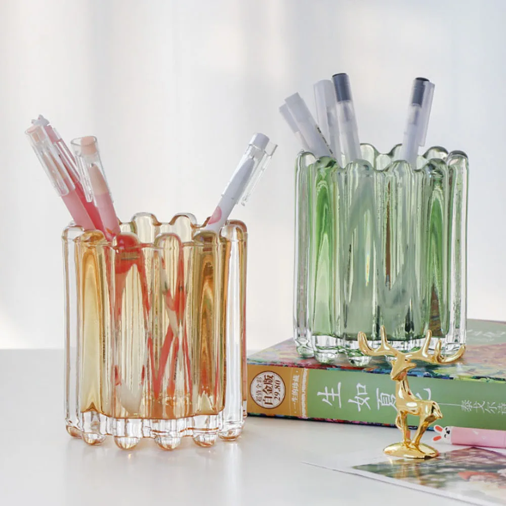 

Nordic Glass Storage Jar Cosmetic Table Comb Eyebrow Pen Holder Simple Ins Wind Makeup Brush Organizer Bucket