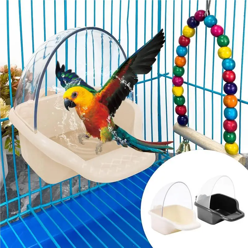 

Parrot Bath Tub Cockatiel Feeder Box Canary Bowl Bird Bathing Accessories For Quail Parrot Finch Sparrow Cockatiel Bathtub
