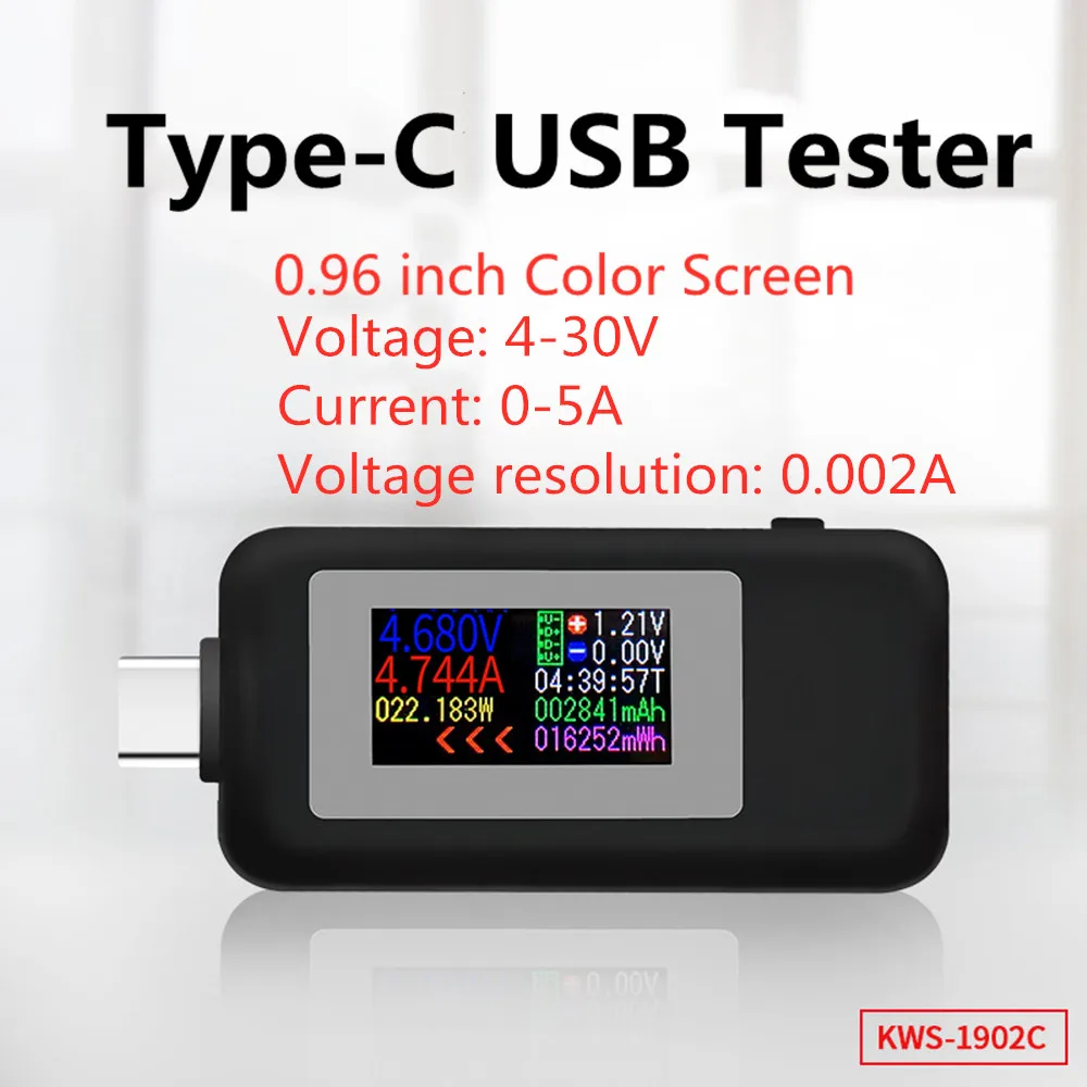 

В тестере тестер зарядное устройство цветное напряжение 1 ток дисплей тип-c Мобильный 10 измеритель батареи детектор мощности