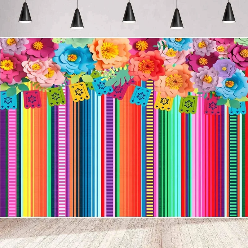 Мексиканский фестиваль Синко де Майо фон для фотосъемки красочные полосы цветы