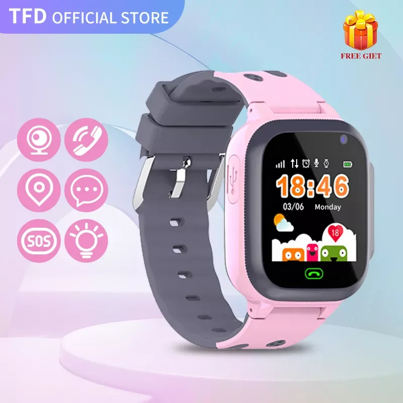 

Kids Sim Card Call Phone Smartwatch For Children SOS Photo Waterproof Camera LBS Location Tracker Gift IOS Android