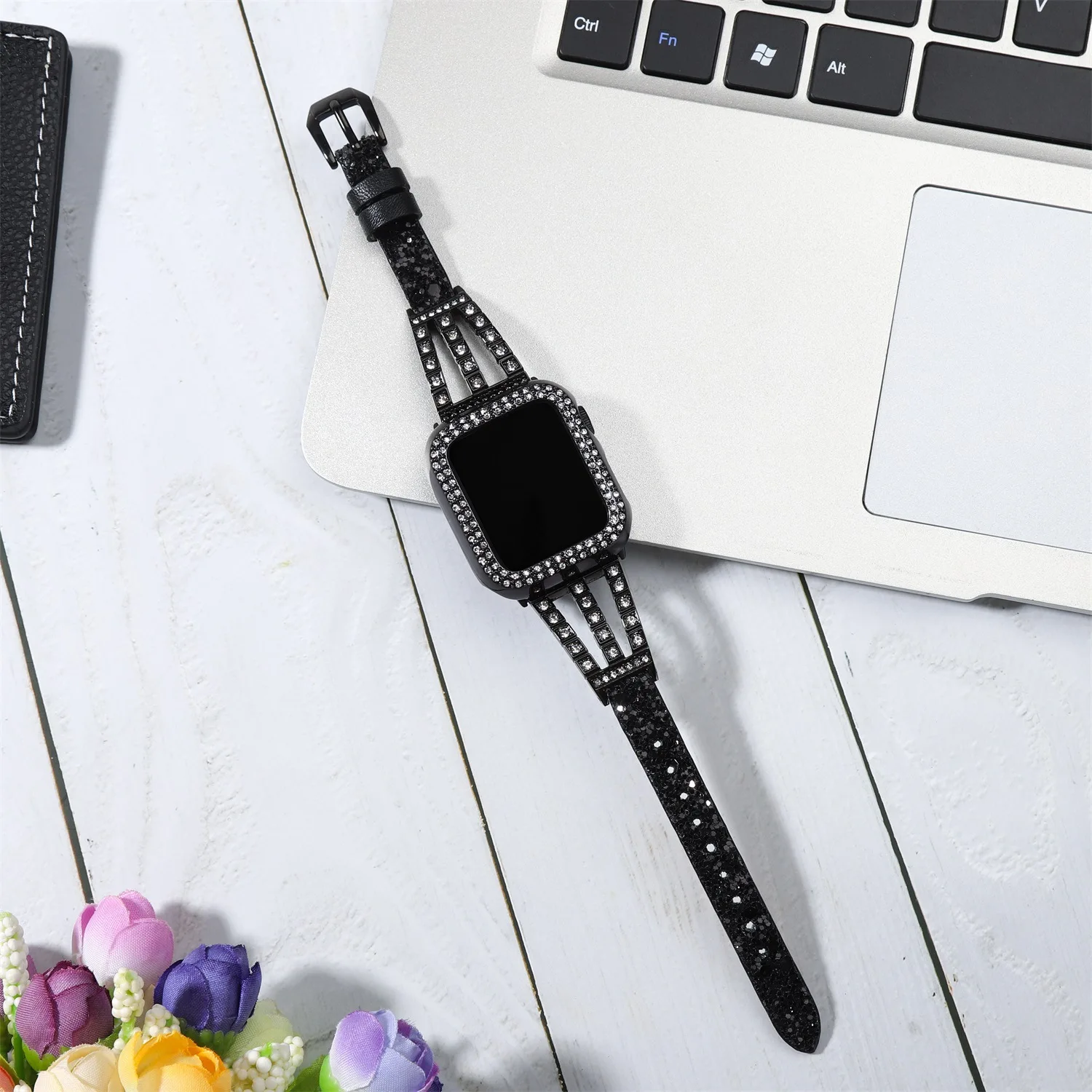 Diamond Case+strap for Apple watch band 45mm 41mm 44mm 42mm 38/40mm Iwatch 7 6 5 4 Accessories Stainless steel+leather bracelet