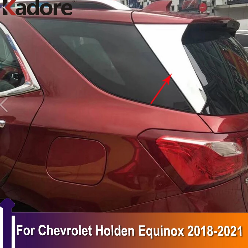 

For Chevrolet Holden Equinox 2018 2019 2020 2021 Chrome Side Rear Window Spoiler Cover Trim Triangle Insert Garnish Bezel