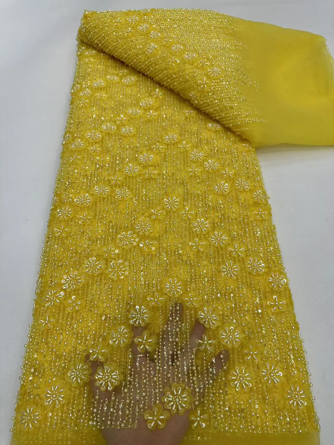 Роскошная африканская кружевная ткань с вышивкой бисером 2024 высококачественная