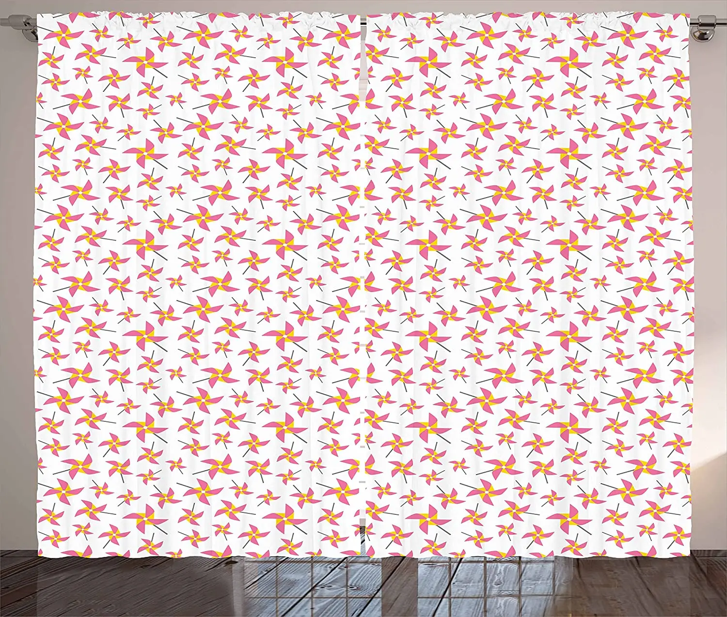 

Pinwheel Blackout Curtains Fun Times with Pinwheels Childish Toys Playing Wind Happines Nursery Window Curtain