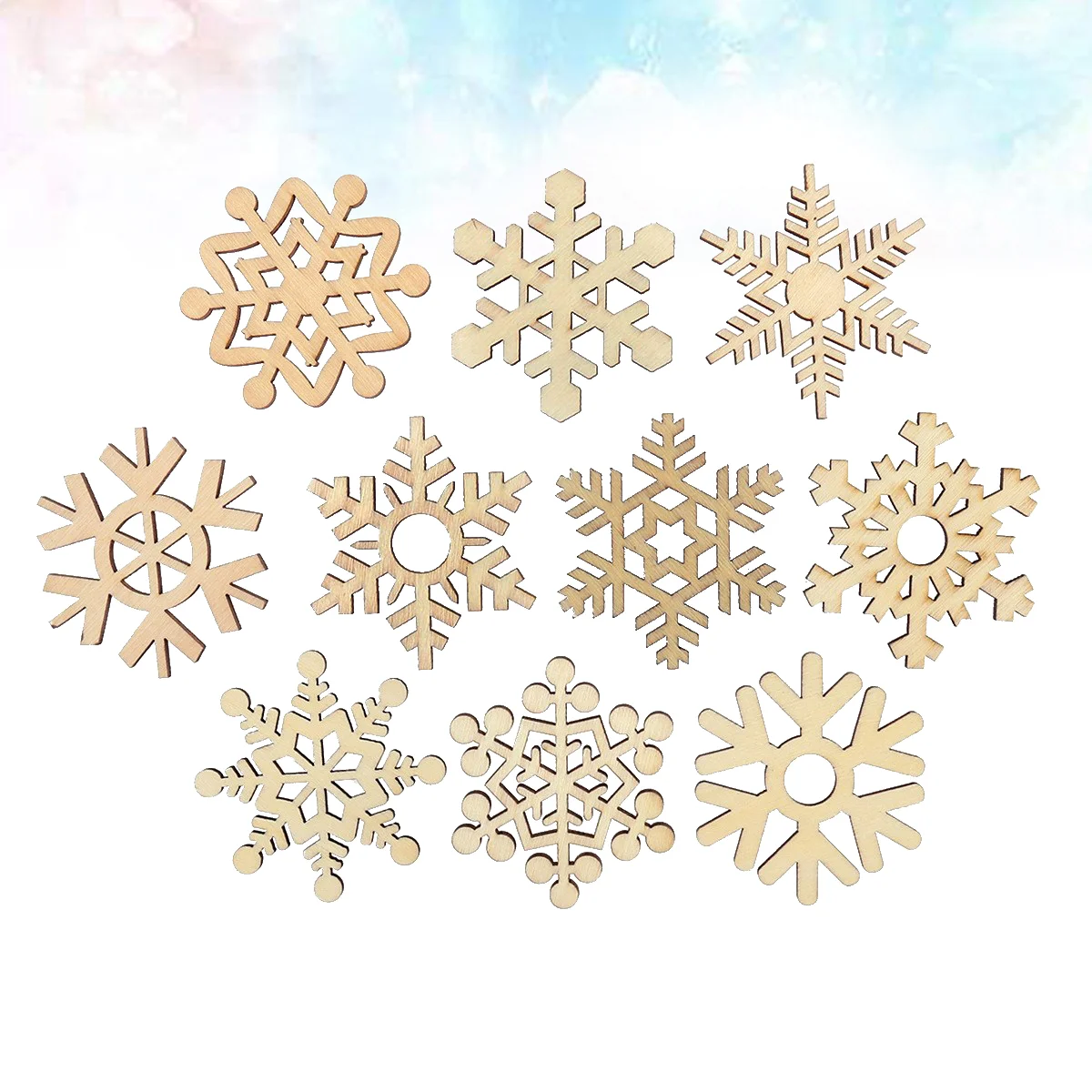 

Christmas Tree Wooden Snowflake Ornaments: Unfinished Wood Cutout Slices 20pcs Wooden Shapes Embellishments Xmas Tree Gift Tags