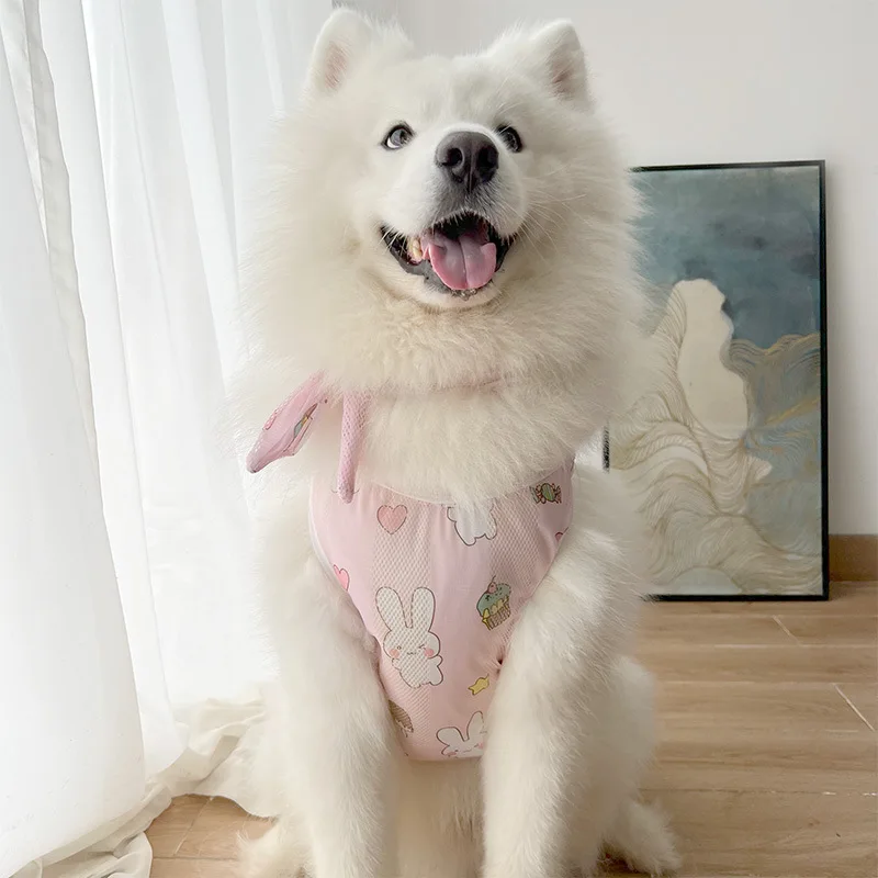 

Dog Vest Summer Breathable Dog Clothes for Medium Large Dogs Cute Rabbit Vest Bow Tie Pet Elastic Sun Undershirt Dog Summer Item