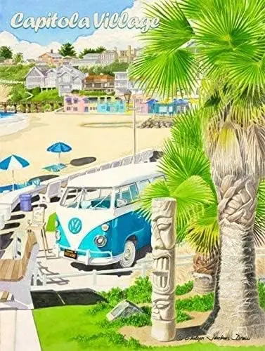 KILSPU Capitola Village Отдых Путешествия Металлическая жестяная вывеска 8x12 дюймов Гараж