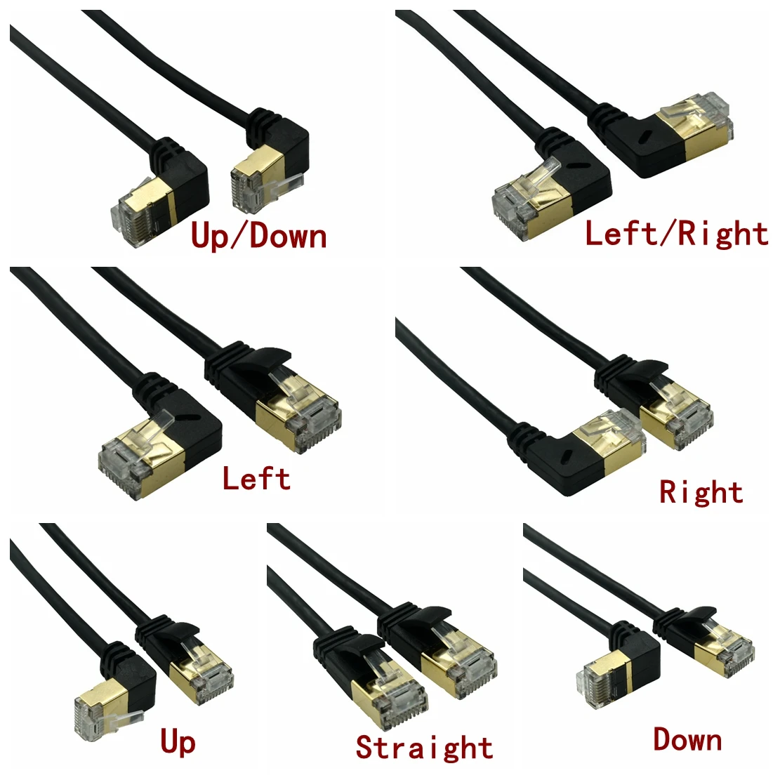 

4mm OD CAT7 Ethernet Cable RJ45 Right Left Up Down Angle UTP Network Cable Patch Cord 90 Degree 10Gbps Cat 7 Lan CAT6A Cables