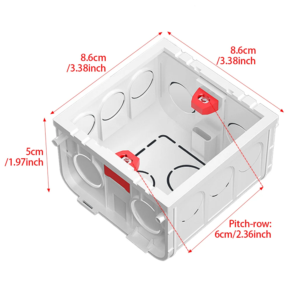 Регулируемый монтажный ящик для розетки внутренний хранения 86x86x50 мм настенного
